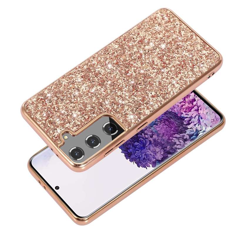 For Samsung Galaxy S21 5G Glitter Powder Shockproof TPU Protective Case(Rose Gold)