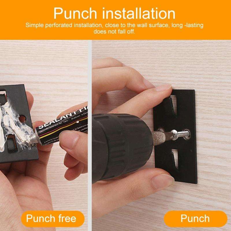 25cm Kitchen Punch-free Wall Mount Seasoning Storage Rack (Black)