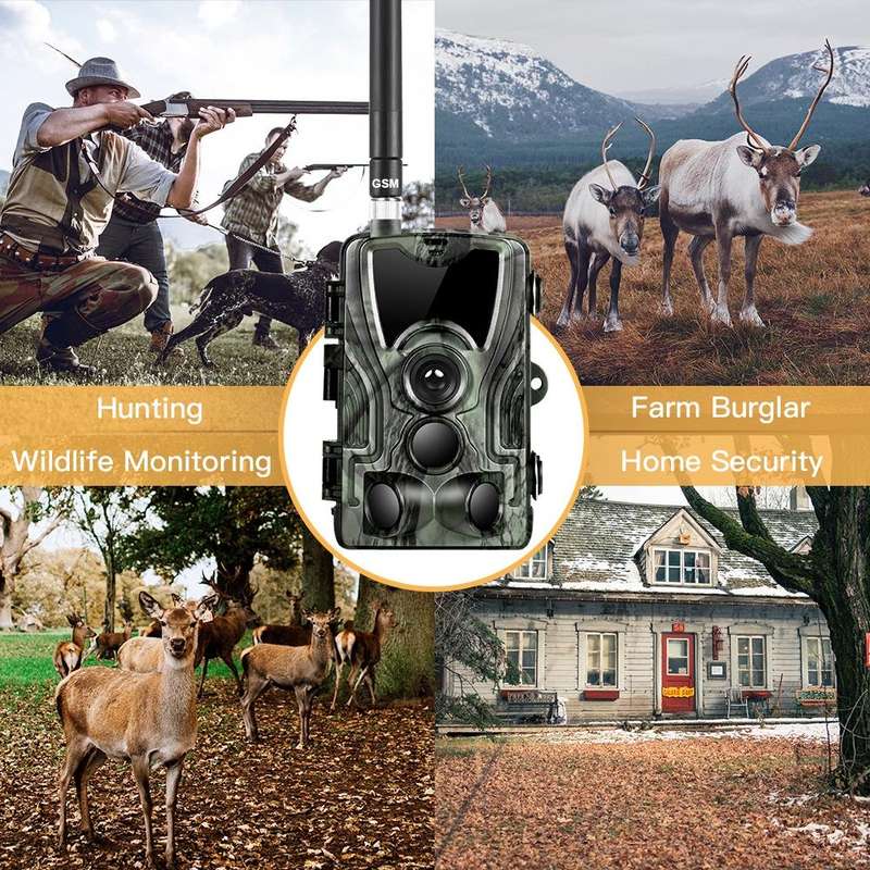 HC801M 2G GSM Waterproof IP66 IR Night Vision Security Hunting Trail Camera, 120 Degree PIR Angle