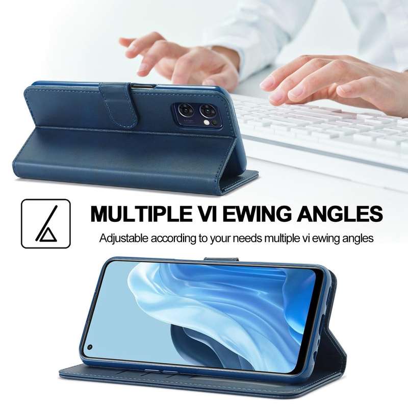 For OPPO A77 5G / A97 5G / Realme V23 LC.IMEEKE Calf Texture Leather Phone Case(Blue)