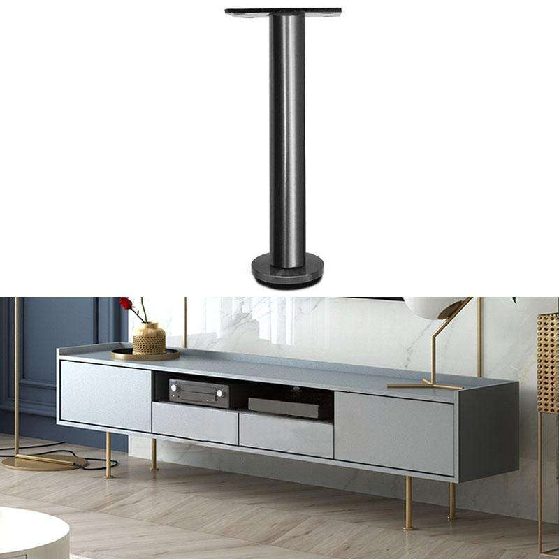 LH-TJ003 Adjustable Stainless Steel Round Tube Furniture Legs, Height: 37cm(Black Titanium)