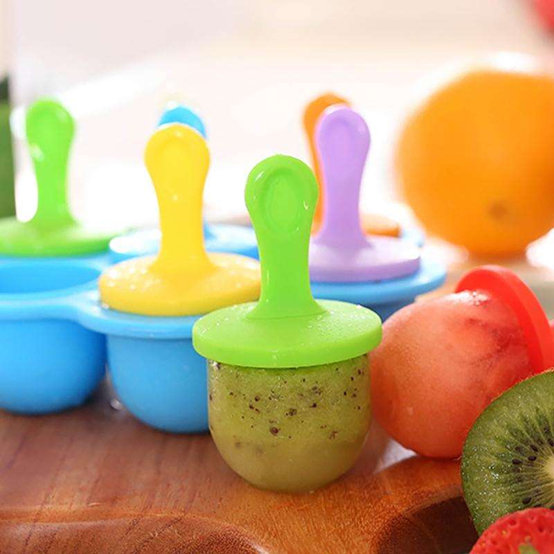 Silicone Mini Ice Pops Mold Ice Cream Ball Lolly Maker Popsicle Molds Baby DIY Food Supplement To...