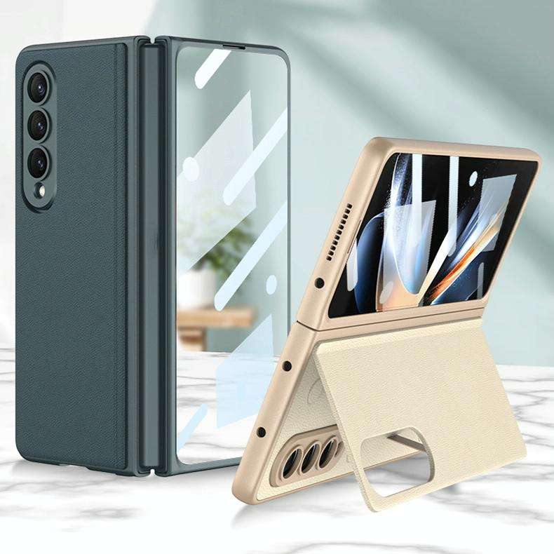 For Samsung Galaxy Z Fold4 GKK Integrated Ultra-thin Folding Leather Phone Case with Stand(Black)