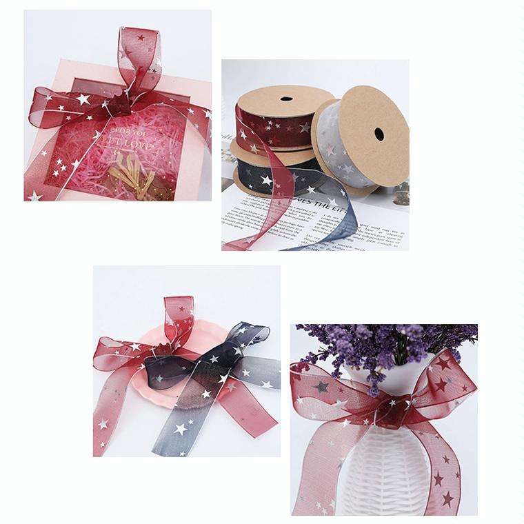 Star Ribbon Wedding Floral Packaging Ribbon, Specification: 2.5 cm(Bean Paste)