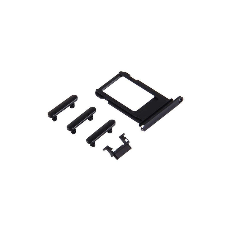 Card Tray + Volume Control Key + Power Button + Mute Switch Vibrator Key for iPhone 7(Black)