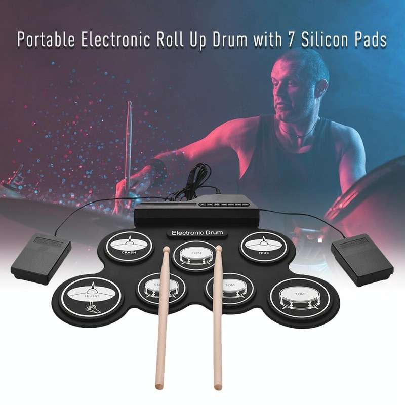 Portable Silicone Hand Roll USB Electronic Drum, Black Icon Version