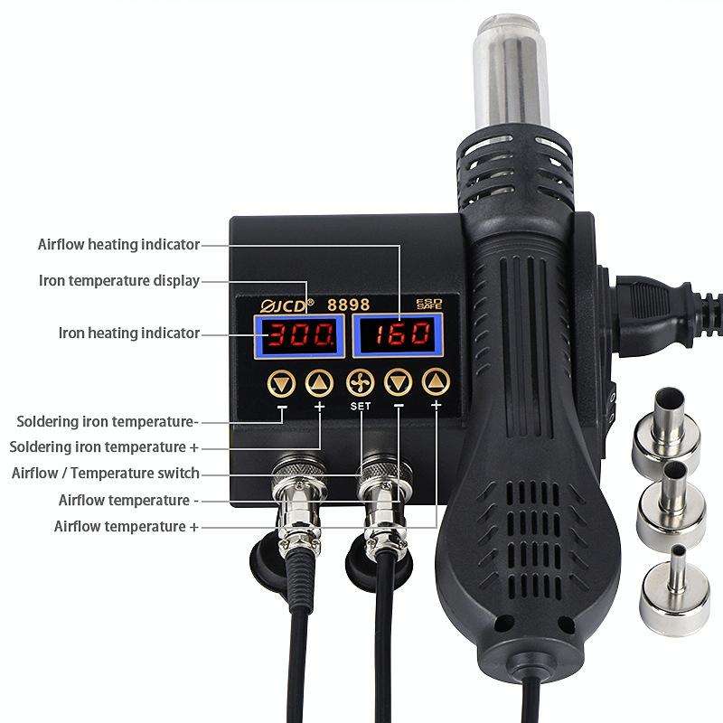 Hot Air Desoldering Station Dual Digital Display Two In One Temperature Control Electric Solderin...