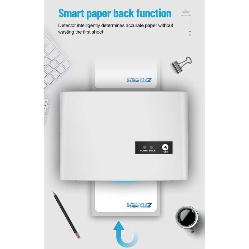 ZJ-8600 76x130 Single Paper Waybill Express Bill Label Printer, USB + Bluetooth Version, EU Plug
