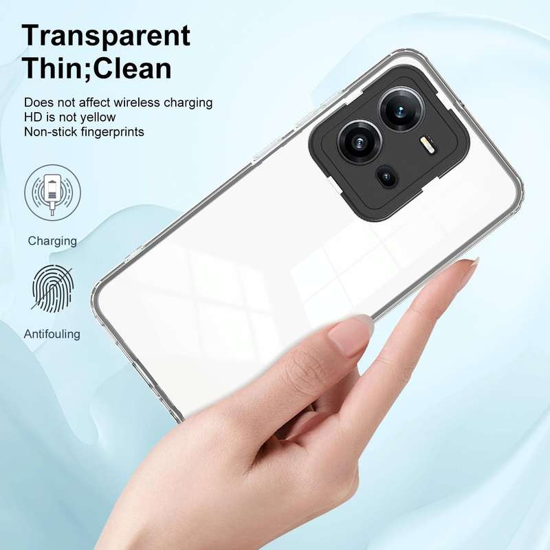 For vivo V25 5G / V25e 4G 3 in 1 Clear TPU Color PC Frame Phone Case(Black)