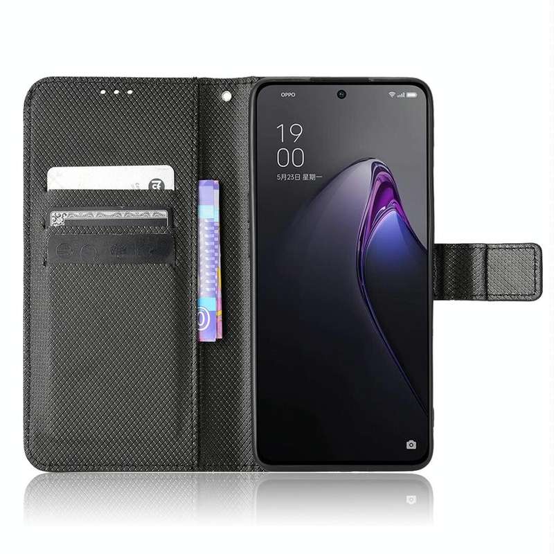 For OPPO Reno8 Pro Diamond Texture Leather Phone Case(Black)