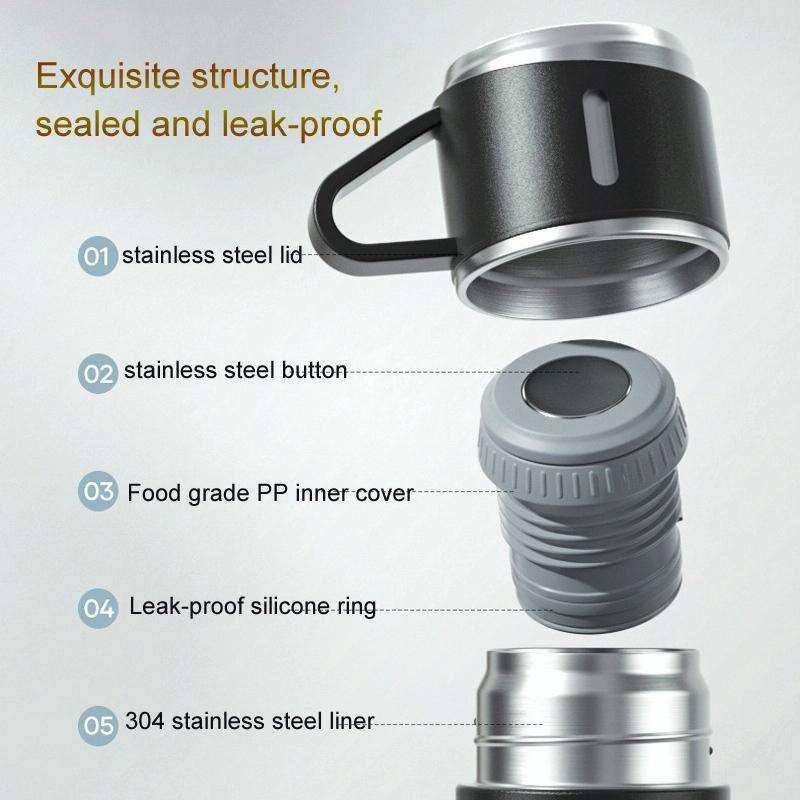 500ml 304 Stainless Steel Thermos Cup Portable Business Tea Cup,Spec: Gift Box Set(Pink)