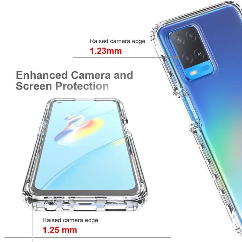 For OPPO A54 4G Shockproof High Transparency Two-color Gradual Change PC+TPU Candy Colors Phone P...