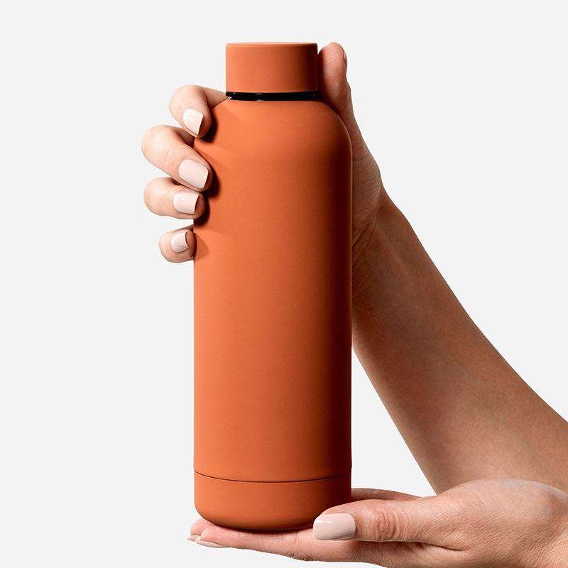 Stainless Steel Outdoor Matte Water Bottle Portable Sports Water Cup Rubber Paint Insulation Cup(...