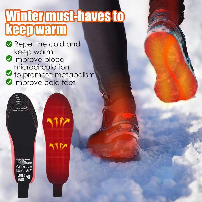 Rechargeable Electric Heating Insole Wireless Remote Control Smart Thermal Insole,Size:Medium(34-...