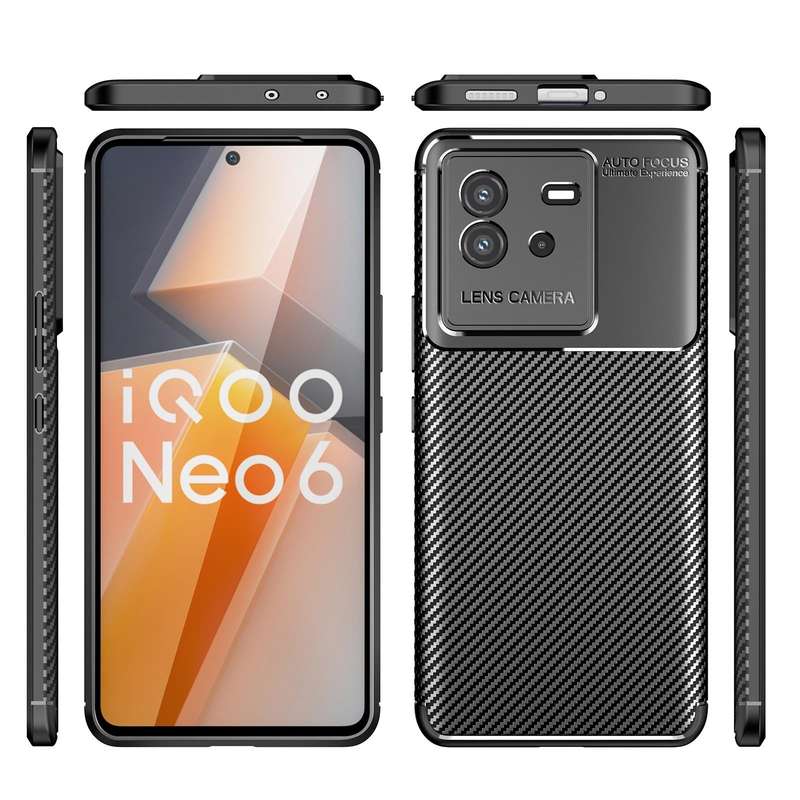 For vivo IQOO Neo6 Carbon Fiber Texture Shockproof TPU Phone Case(Black)