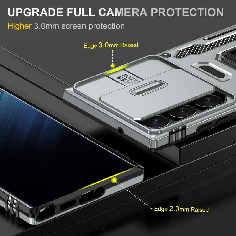 For Samsung Galaxy S24 Ultra 5G Armor PC + TPU Camera Shield Phone Case(Grey)