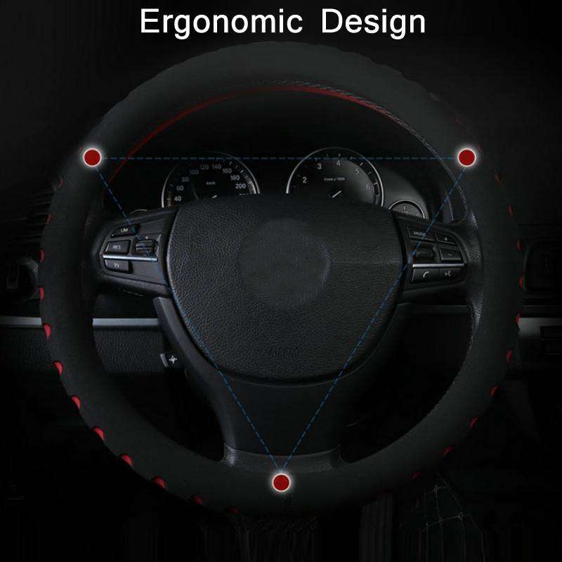 Sports Punched EVA Car Steering Wheel Cover, Size: 38cm(Red)