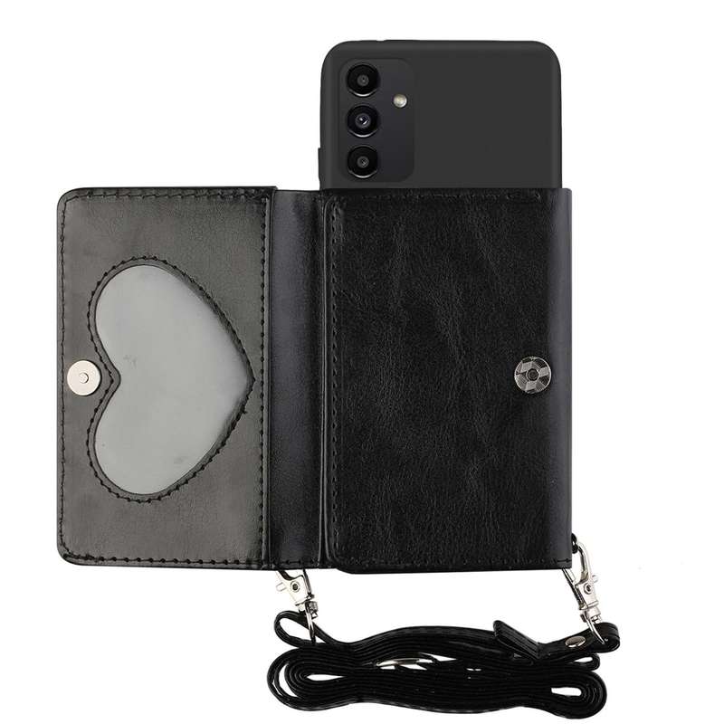 For Samsung Galaxy A34 5G Crossbody Lanyard Wallet Card Bag Phone Case(Black)
