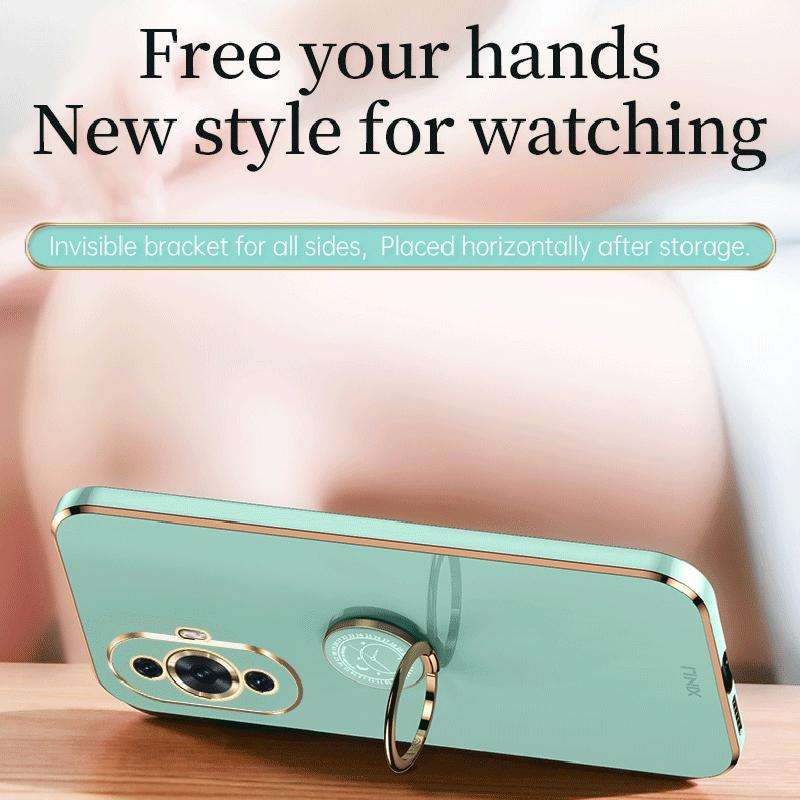 For Huawei nova 11 XINLI Straight Edge 6D Electroplate TPU Phone Case with Ring Holder(Hawthorn Red)