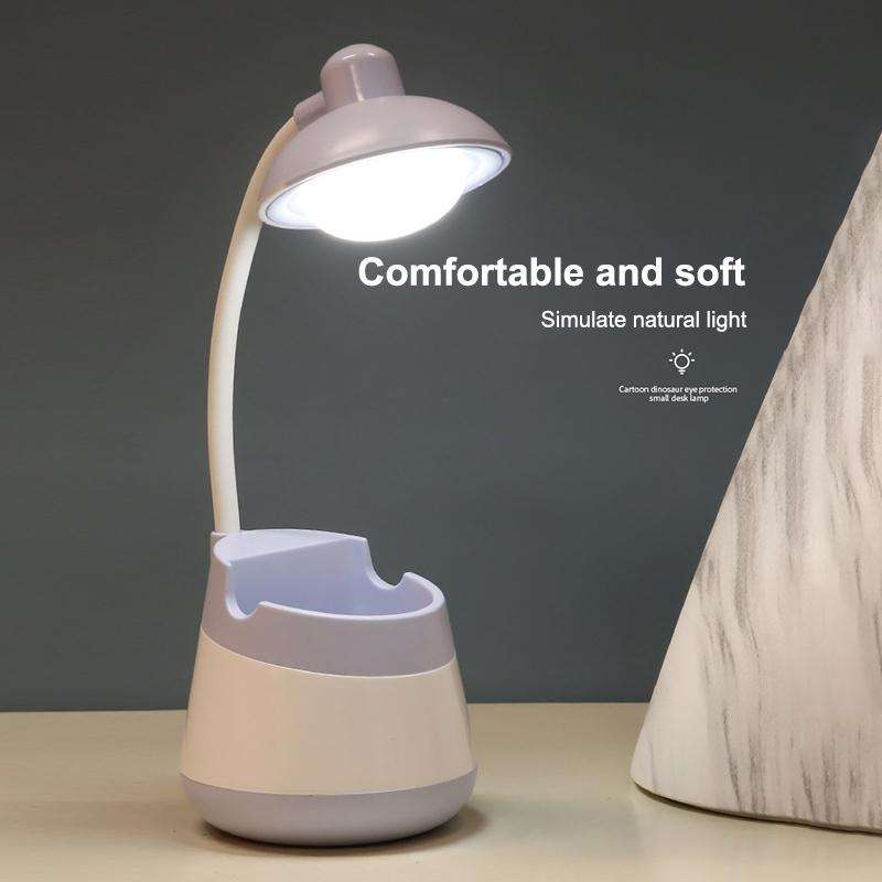 USB Charging LED Desk Light Eye Protection Lamp with Pen Holder and Phone Holder(CS276-3 Green)