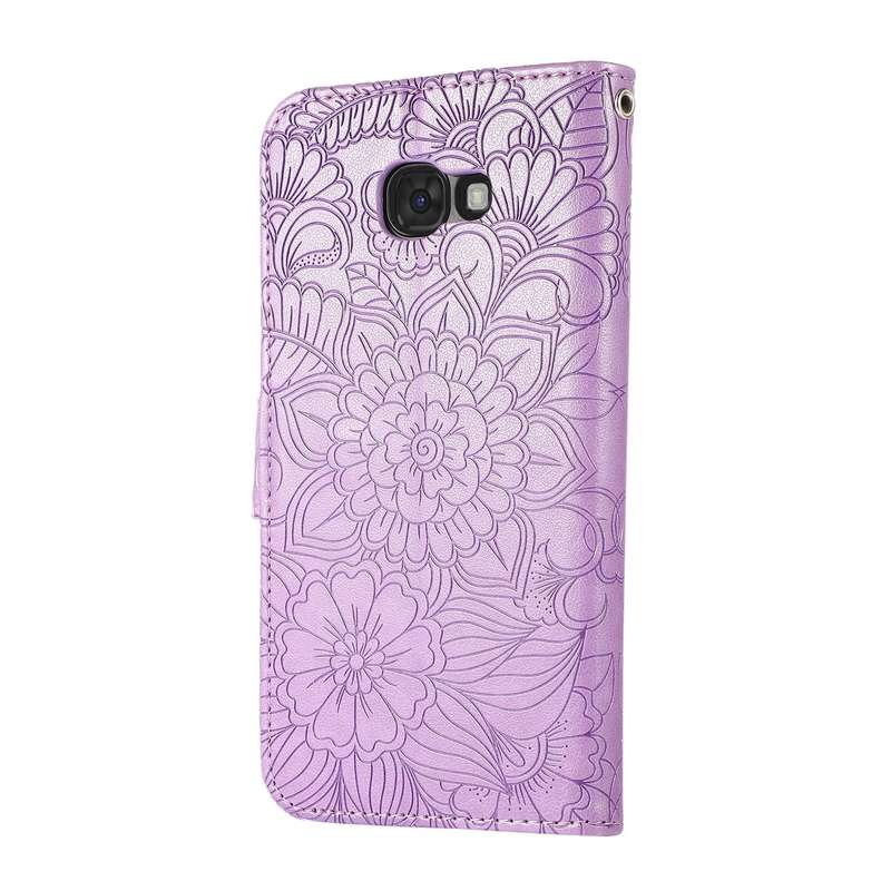 For Samsung Galaxy A5 (2017) Skin Feel Embossed Sunflower Horizontal Flip Leather Case with Holde...