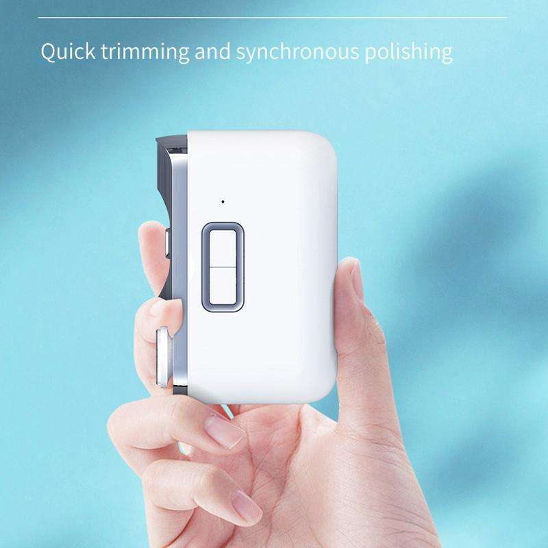 2 IN 1 Electric Nail Clipper Cutter Automatic Nail Grinder Trimmer With LED Light(White)