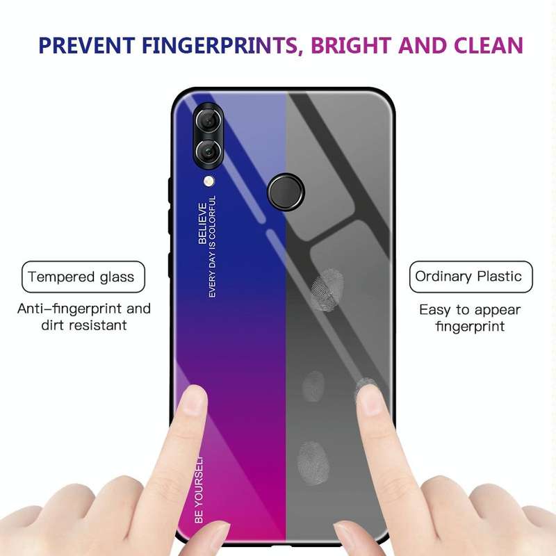 For Huawei Honor 10 Lite Gradient Color Glass Case(Purple)
