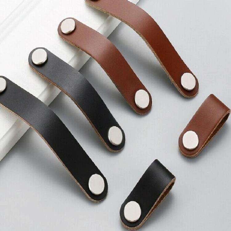 Kitchen Cabinet Wardrobe Leather Door Handle Drawer Pull, Specification:Light Coffee Single Hole