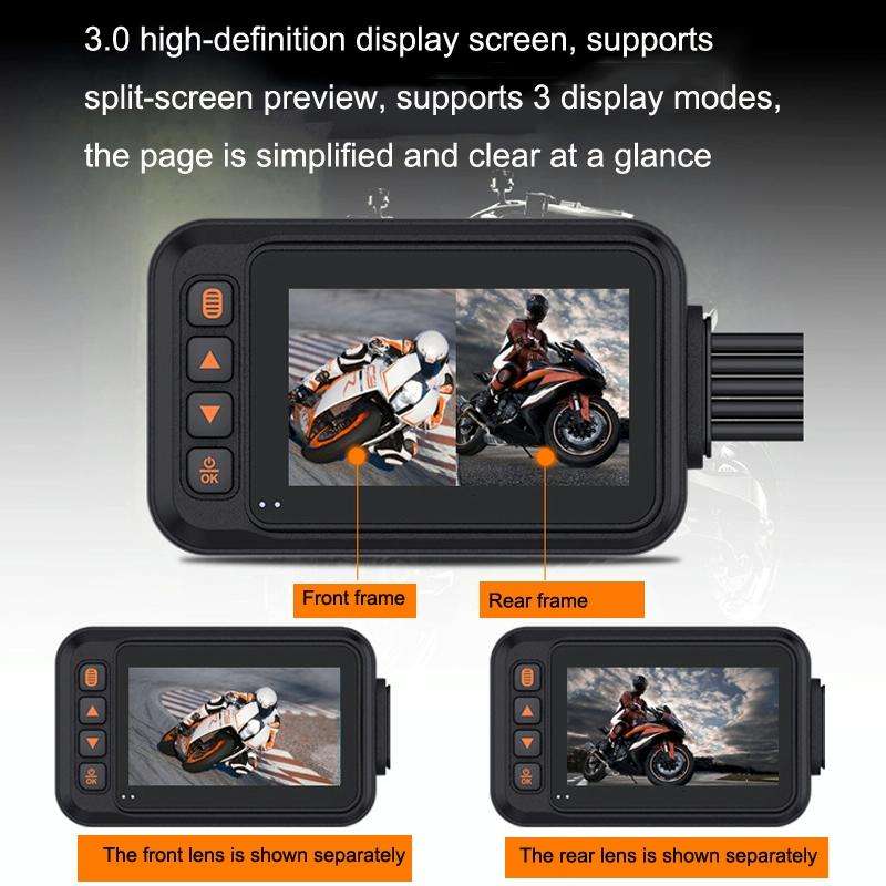 3-inch HD One-key Capture Dual-lens Motorcycle Waterproof Driving Recorder(Black)