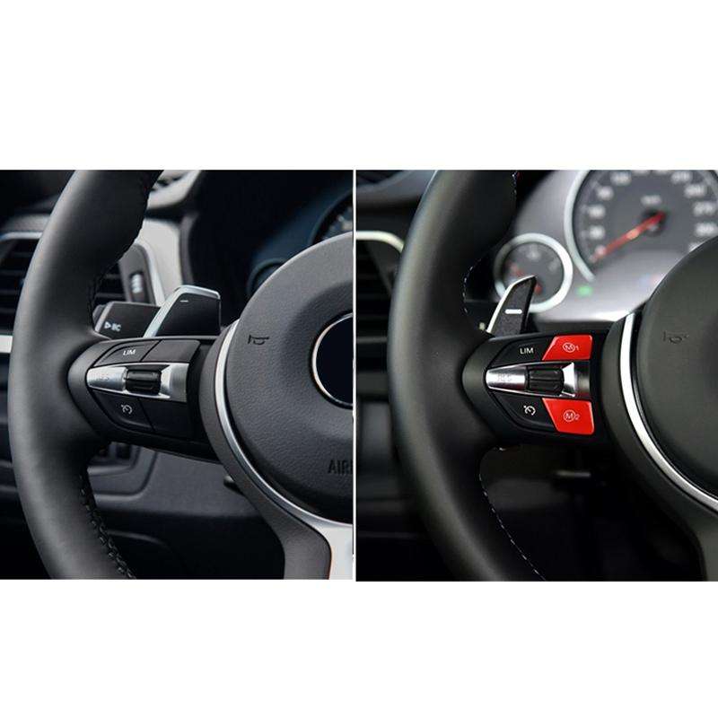 Sports Steering Wheel M1+M2 Fashion Button Switch Trim Cover for BMW F30 F34 F15 F16 2014-2018(Red)