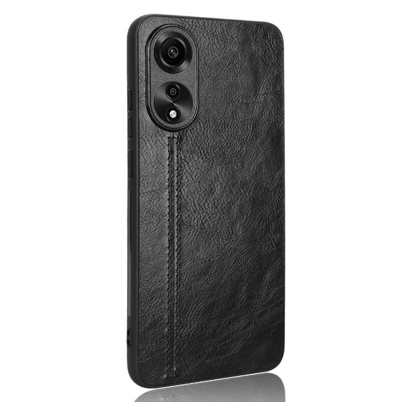 For OPPO A78 4G Cow Pattern Sewing Back Cover Phone Case(Black)