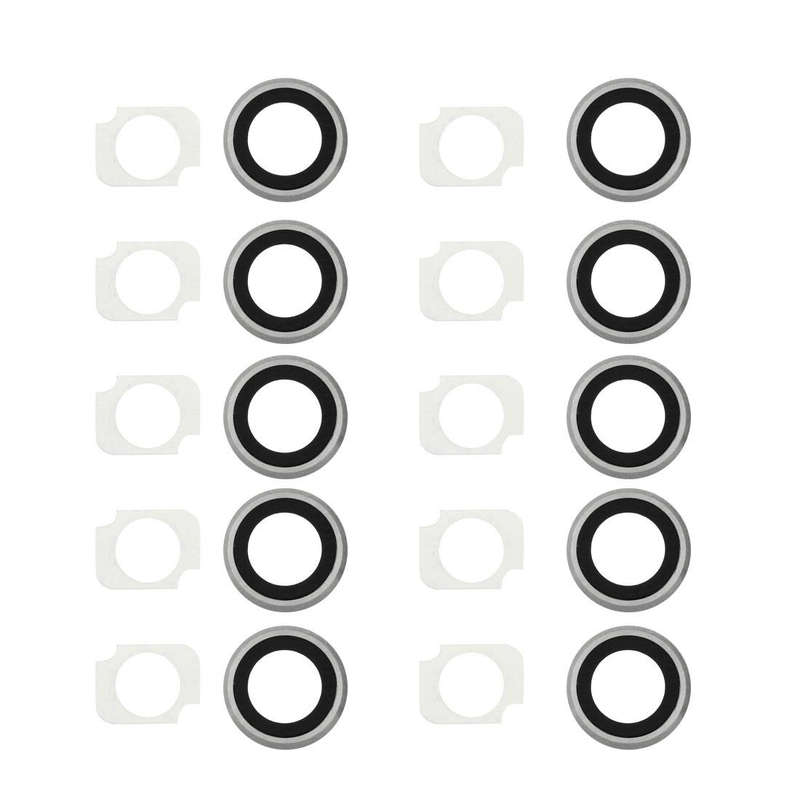 10 Pairs / Set Rear Camera Lens Ring + Flashlight Bracker for iPhone 6 Plus & 6s Plus(Silver)