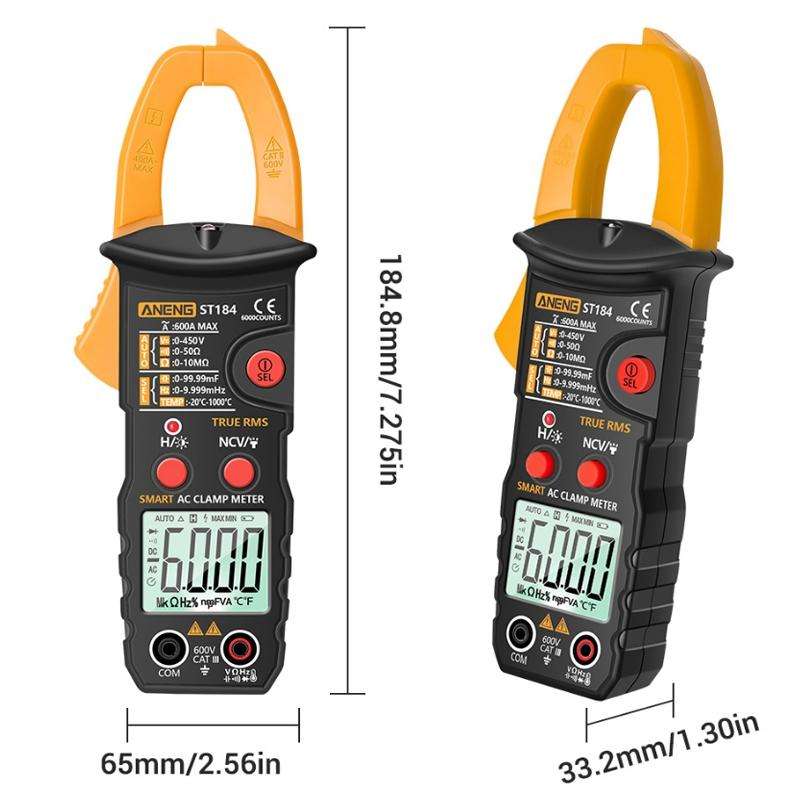 ANENG ST184 Automatically Identify Clamp-On Smart Digital Multimeter(Black)