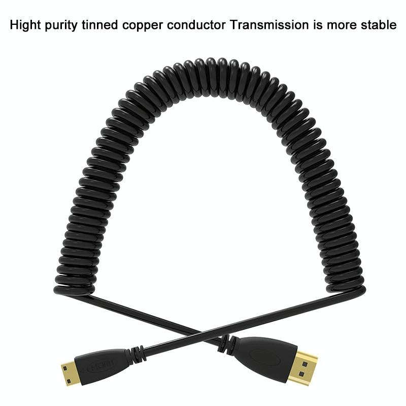 1.4 Version, Gold Plated Mini HDMI Male to HDMI Male Coiled Cable, Support 3D / Ethernet, Length:...