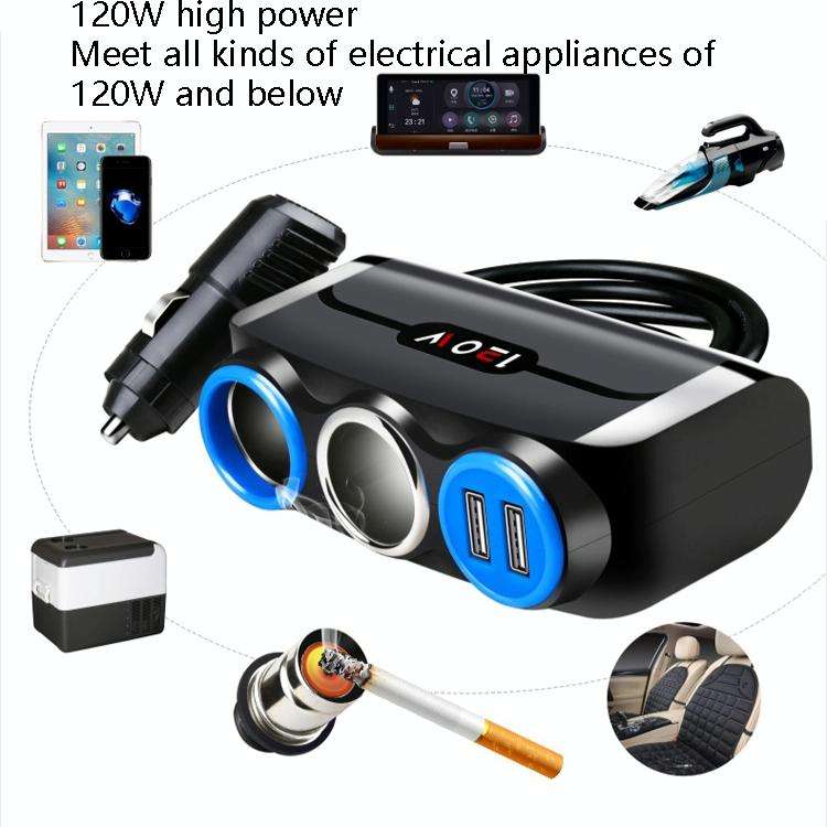 Car Cigarette Lighter Multi-Function Mobile Phone Charging USB Car Charge 12/24V Adapter Plug(Bla...