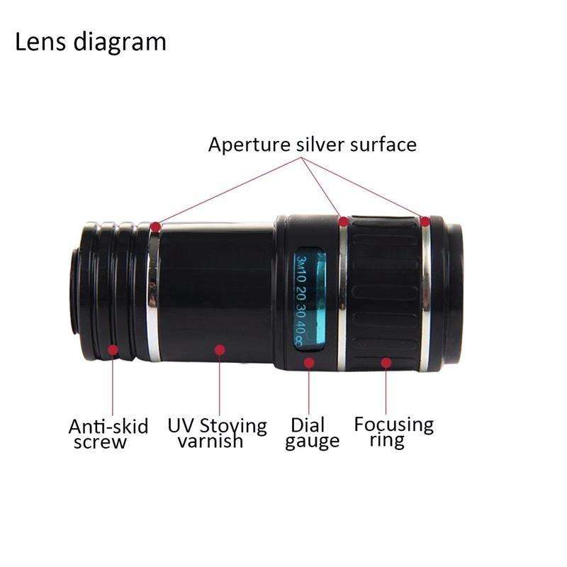 Universal Mobile Phone 12X Zoom Optical Zoom Telescope Lens with Clip