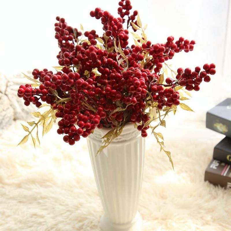 2 PCS Foam Cranberry Artificial Fruit Bouquet Wedding Decoration