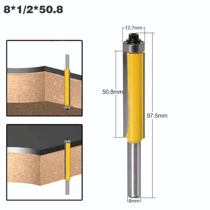 8-Handle Extended Trimming Cutter With Bearing Woodworking Line Milling Cutter, Specification: 8x...