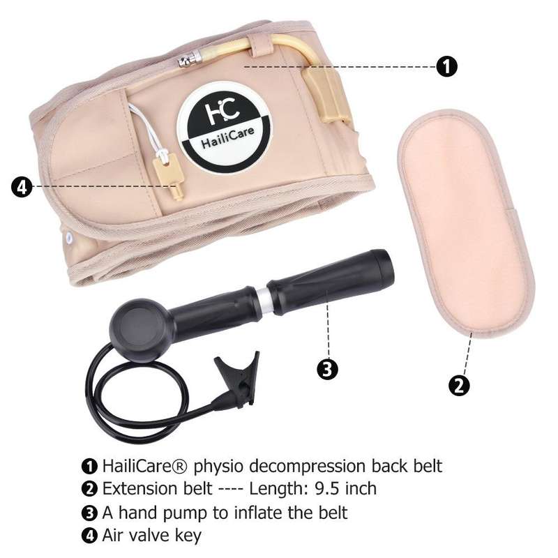 Lumbar Spine Inflated Traction Belt Pneumatic Waist Protective Belt (Apricot)