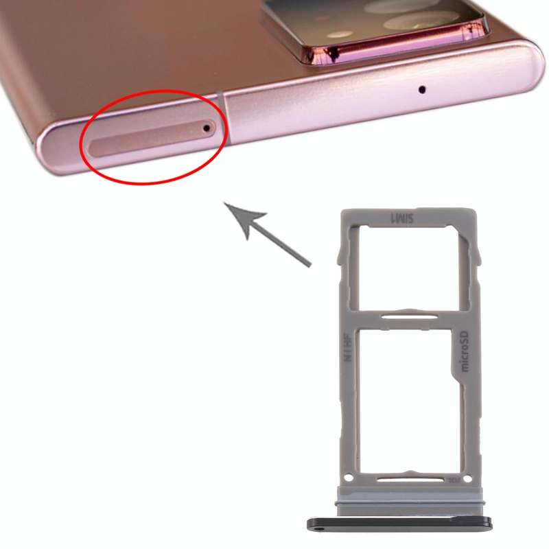 For Samsung Galaxy Note20 Ultra SIM Card Tray + Micro SD Card Tray (Black)