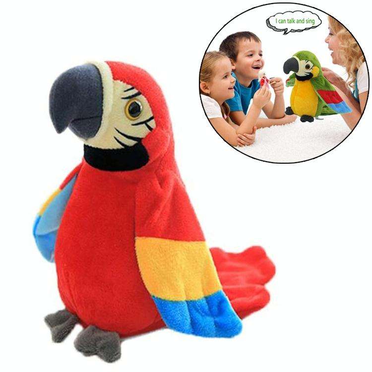 Plush Toy Parrots Recording Talking Parrots Will Twist the Fan Wings Children Toys, Size:Height 1...