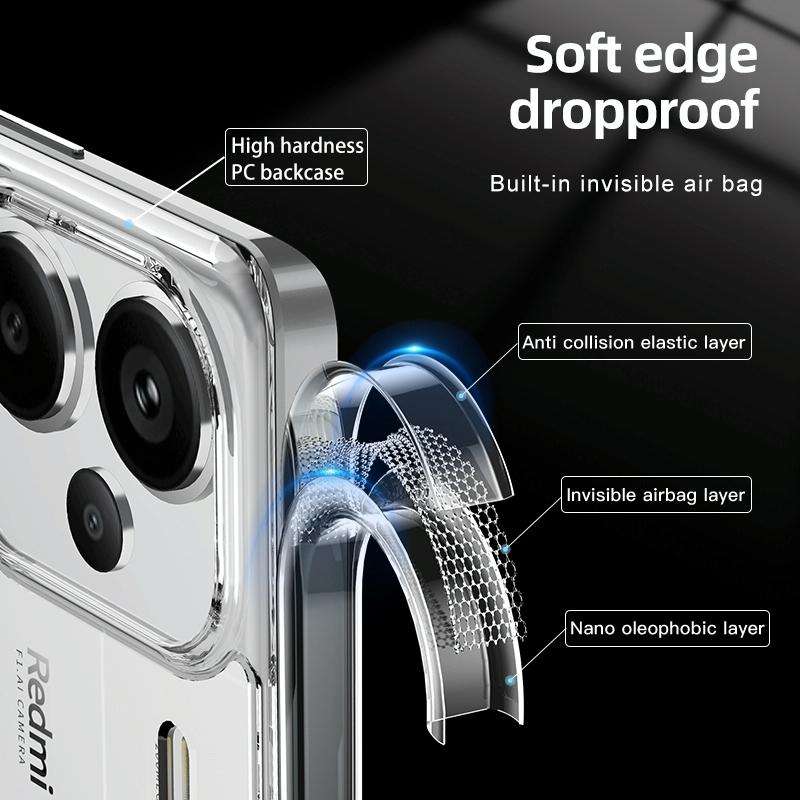 For Xiaomi Redmi Note 13 Pro+ Armor Clear TPU Hard PC Phone Case(Matte Black)