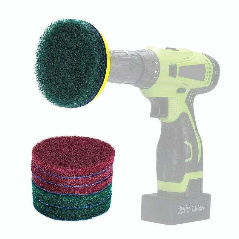 11 in 1 4 inch Sticky Disc Scouring Pad Floor Wall Window Glass Cleaning Descaling Electric Drill...