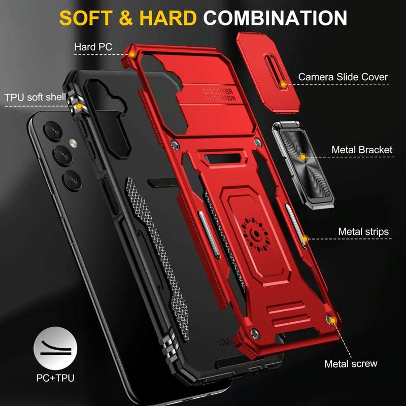 For Samsung Galaxy A15 Armor PC + TPU Camera Shield Phone Case(Red)