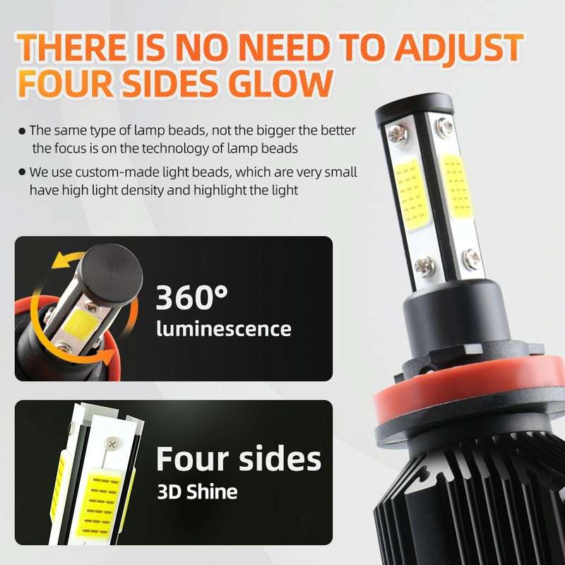 M6 H8 / H9 / H11 2 PCS DC9-36V / 25W / 6000K / 2500LM IP68 Waterproof Car LED Headlight(Cold Whit...