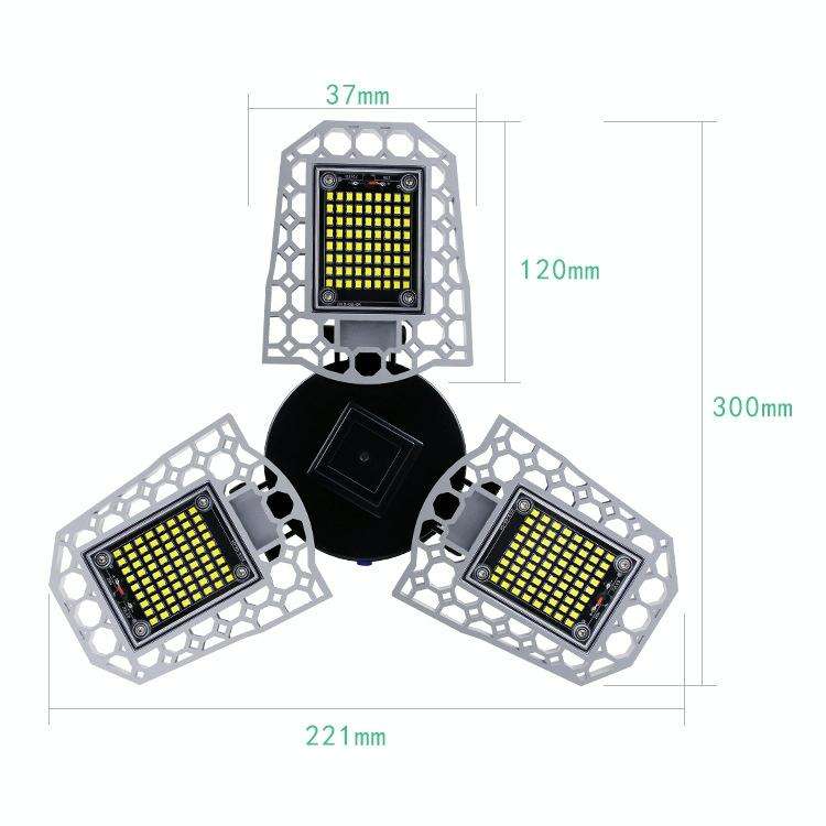 60W LED Industrial Mining Light Waterproof Light Sensor Folding Tri-Leaf Garage Lamp(White Light)