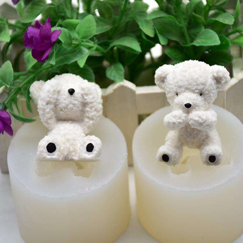 DIY Stereo Bear Aroma Cake Baking Silicone Mold(With Tail Covering Eyes Bear)
