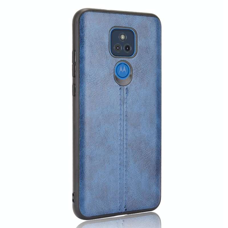 For Motorola Moto G Play (2021) Shockproof Sewing Cow Pattern Skin PC + PU + TPU Case(Blue)