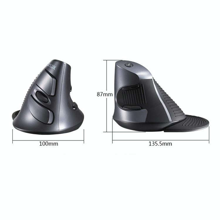 DELUX M618 6-Keys Vertical Snail Ergonomic Wireless Mouse(Black)
