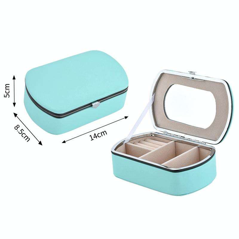 HN-001 Travel Portable Ring Lipstick Jewelry Storage Box(Mirror Version Blue)
